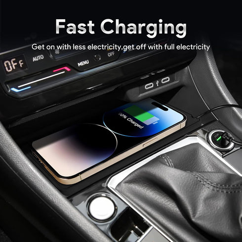 Compatible with Volkswagen Jetta Sprint 2019 2020 2021 2022 2023 Wireless Charger Pad Silicone Dual Charging Ports 15W Adapter for Smartphone Phon...