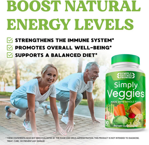 Simply Nature's Promise - 90 Veggie Capsules - Made with Whole Food Superfoods, Packed with Beta Carotene & 18 Different Vegetables - 100% Soy Fre...