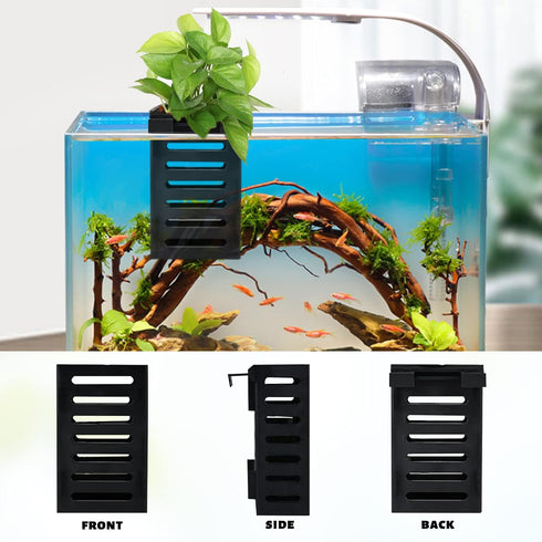 4 Pack Aquarium Plant Holder-Hanging Aquarium Planter Holder, Aquatic Plant Cup, Plastic Aquatic Plant Pot with 3 Size Hooks Aquarium Decorations ...