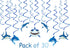 Shark Party Supplies Hanging Swirls Kids Birthday Decorations for Shark Sea Themed Splash Ceiling Foil Ornaments (30 PCS)...