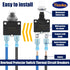 30Amp Thermal Circuit Breaker Assortment Kit Push Button Manual Reset 125/250V AC 32V DC Quick Connect Terminals Waterproof Button Caps for Overlo...