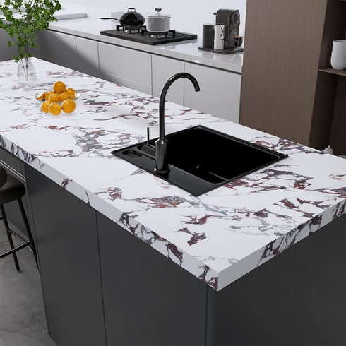 Marble Contact Paper for Countertops Cover -78.7''x15.7'' Peel and Stick Wallpaper - Removable Self Adhesive Thick Granite Vinyl Wrap Film Roll, C...