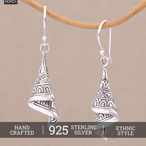 NOVICA .925 Sterling Silver Dangle Earrings 'Shining Songket'...