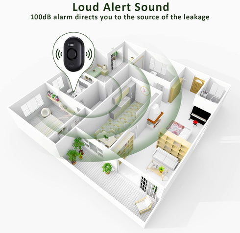 Water Leak Detector Sensor Alarm: Home Water Flooding Monitor Smart Sink Overflow Monitoring Adjustable Wet Moisture Alert Pipe Leakage Drip Detec...