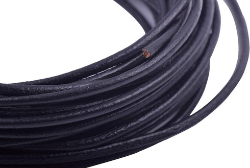 KONMAY 3.0mm Round Real Leather Cord, 10 Yards Matte Black Leather String Cord for Jewelry Making, Necklaces, Bracelets and Crafting...