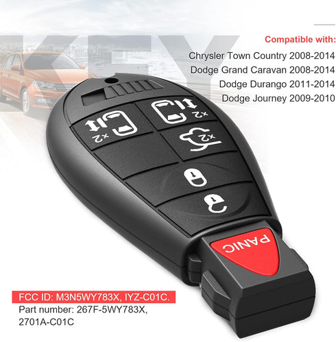 VOFONO Keyless Entry Remote Key Fob Compatible with 08-16 Chrysler Town and Country 08-14 Dodge Grand Caravan 11-14 Dodge Durango Replacement for ...