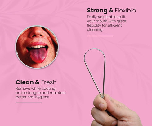 100% GENUINE TONGUE CLEANER PACK OF 2 STAINLESS STEEL WITH SINGLE HANDLE TONGUE SCRAPER STOP BAD BREATHE, FOR ADULT LIMPADOR DE LENGUAY DEPURATORT...