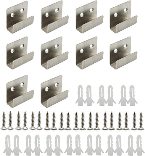 Stainless Steel Tile Bracket Billboard Holder, Wall Mounted Hanger Fastener Utility Hooks for Ceramic Tile Display with Installation Screws 10 Pac...