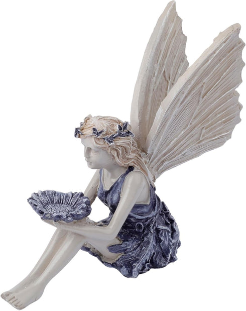 Polyresin Sunflower Fairy Garden Statue - Sitting Angel Figurines with Bird Feeder | Decoration for Large Lawn, Bath, and Yard Outdoor Clearance (...