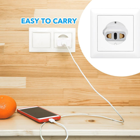 4Pcs European Travel Plug Adapter,Us to Europe Plug Adapter,Easy to Use Fireproof Safe Europe Travel Adapter,Us to EU Plug Adapter for Italy,Franc...