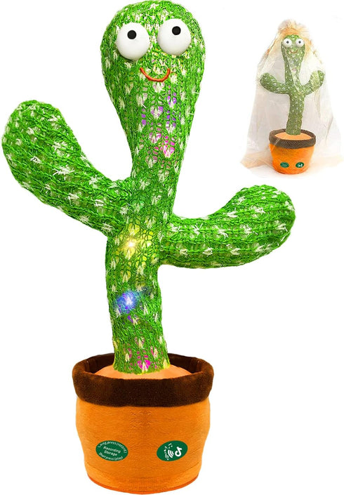 Talking Cactus Toy,Volume Adjustment Dancing Cactus Mimicking Toy,Sing Record Repeat What You Say Sunny Cactus Light Up Cactus Baby Toy Funny Gift...