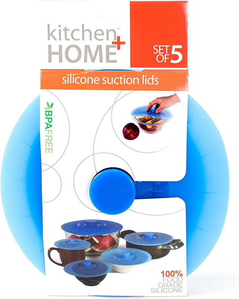 Kitchen + Home Silicone Suction Lids and Food Covers - Set of 5 - Fits various sizes of cups, bowls, pans, or containers!...