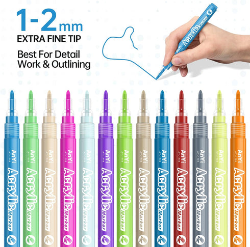 Acrylic Paint Marker Pens, 36 Colors Premium Waterproof Permanent Paint Art Marker Pen Set for Halloween Painting Pumpkins, Christmas Gifts, Rock ...