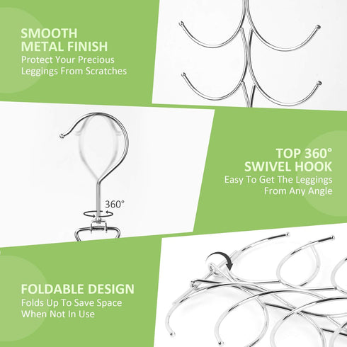Legging Organizer for Closet, Yoga Pants Hanger 20 Storage Capacity, Space Saving Hanging Closet Organizers and Storage, Silver 1 Pack...