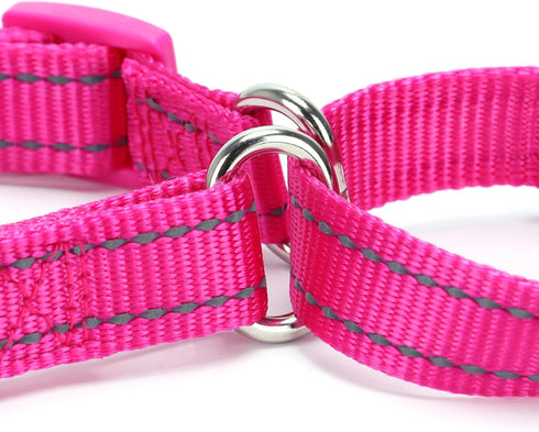 Martingale Dog Collar, Adjustable Nylon Training Dog Collar Reflective Martingale Collar for Small Medium Large Dogs (S, Pink)...