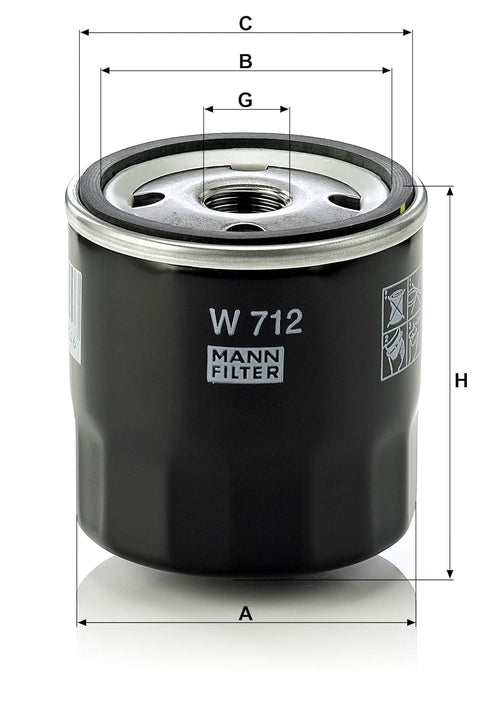 Mann Filter W 712 Spin-on Oil Filter...