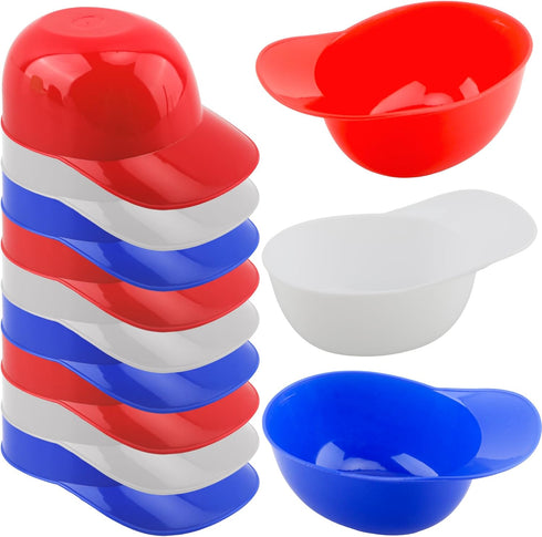 12 Pack Ice Cream Baseball Helmet 8 oz Mini Baseball Cap Snack Bowl Plastic Baseball Hat Chip Bowl for Kids Birthday Party Supplies, 3 Colors...