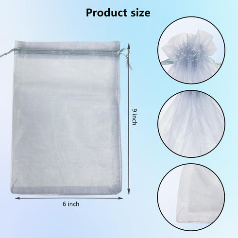 100PCS 6x9 Inches Organza Drawstring Pouches Jewelry Party Wedding Favor Gift Bags (6x9, Gray)...