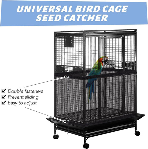Bird Cage Netting Seed Catcher - Adjustable Bird Cage Skirt Seed Catcher, Large Soft Breathable Mesh Bird Seed Catcher for Indoor Round Square Cag...