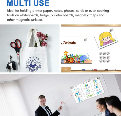 LOVIMAG 30 Pcs Refrigerator Magnets, Fridge Magnets, Strong Whiteboard Magnets, Magnetic Push Pins, Strong Metal Magnets for Fridge, Whiteboard, O...