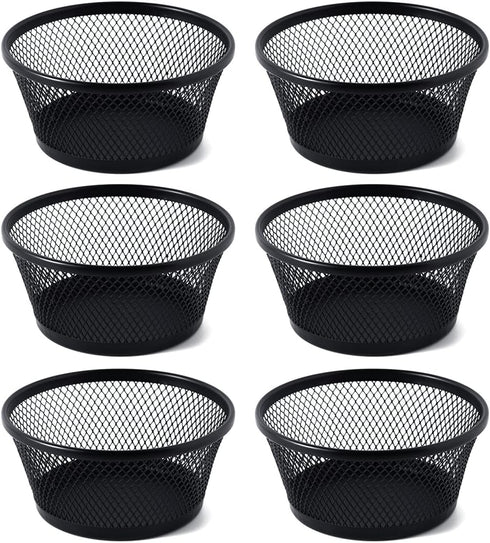 SLSON 6Pack Paper Clip Holder Wire Mesh Paperclip Dish Holders Desktop Round Paper Clip Dispenser for Desk Office Organizer Accessories,Black...