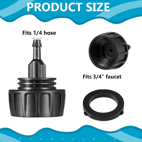 5 Pcs Drip Irrigation Hose Connectors 1/4 Inch Drip Irrigation Tubing to 3/4 Inch Garden Faucet Adapter Garden Drip Irrigation System Drip Hose Fi...