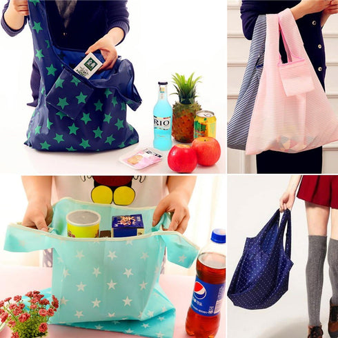 Cloth Tote Bags, Reusable, Foldable, Recycle for Shopping, Fits in Pocket, Eco Friendly for Groceries, Water Resistant, Lightweight, Strong & Dura...