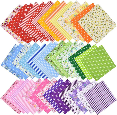 42Pcs 10"x10" Quilting Cotton Fabric Squares Sheets Pre-Cut Multi-Color Design Printed Floral Craft Fabric for DIY Sewing Scrapbooking Quilting Cr...