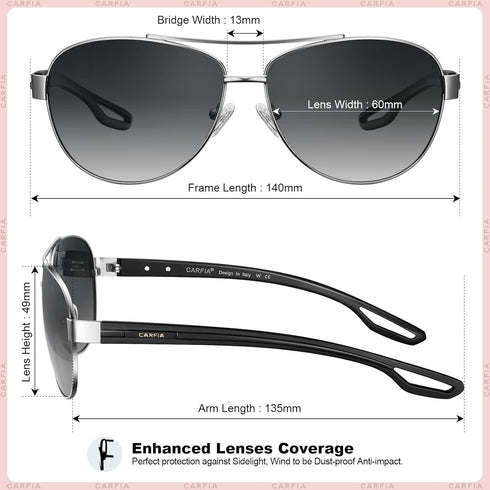 CARFIA Polarized Sunglasses for Women UV Protection Ultra-Lightweight Comfort Metal Frame Driving Glasses CA3210...