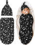 music black Baby Stuff Swaddle Blanket soft and Stretchy Newborn Swaddle Blankets Sack Receiving Blanket with Beanie Hat Gift for Girls and Boys I...