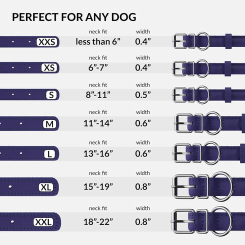 CollarDirect Rolled Leather Dog Collar, Soft Padded Round Puppy Collar, Handmade Genuine Leather Collar Dog Small Large Cat Collars 13 Colors (13-...