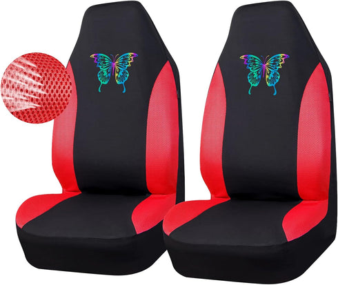 Outlet Red 3D Air Mesh Front Seat Covers,Reflective Colorful Butterfly Bucket Seat Covers,Airbag Compatible,High Back Seat Covers for Women Girl,U...