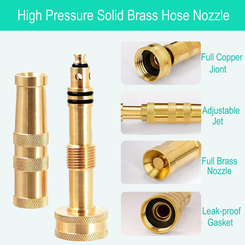 Solid Brass Heavy Duty Adjustable Twist Hose Nozzle,CM CUMIZON Jet Sweeper Nozzle, High Pressure Hose Nozzle with On-Off Valve, Leak-Free Operatio...