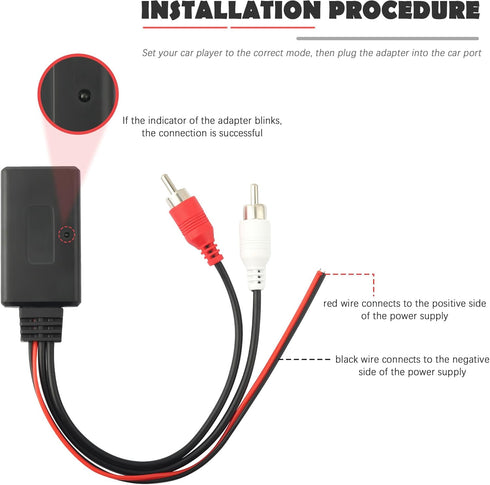 Wireless Bluetooth Receiver for Car with RCA Audio Cable,AUX Bluetooth Car Adapter Keeps Audio Playback Stable,Reliable Bluetooth Transmitter for ...