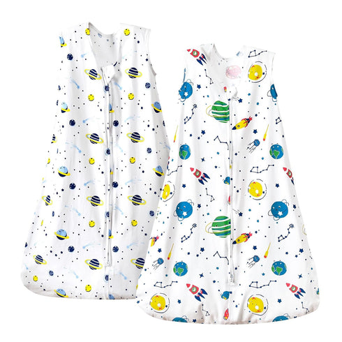 PHF 100% Cotton Baby Sleep Sack, 2-Way Zipper Baby Wearable Blanket, 0-6 Months TOG 0.5 Toddler Sleeping Sack, 2 Pack Sleeveless Soft Sleeping Bag...
