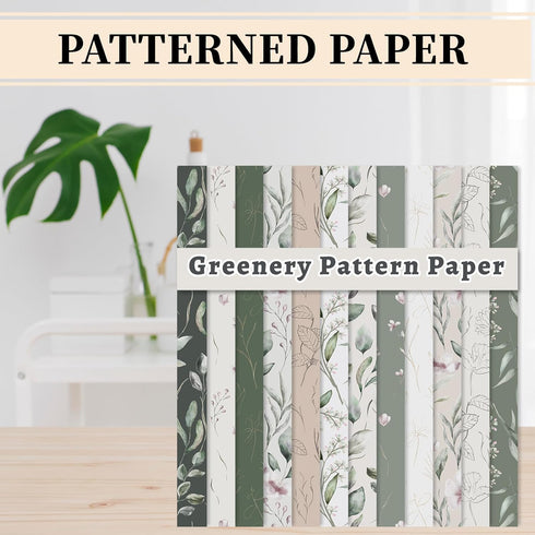24 Sheet Greenery Pattern Paper Green Eucalyptus Leaves Scrapbook Specialty Paper Double Sided Craft Paper For DIY Card Making Photo Album Journal...