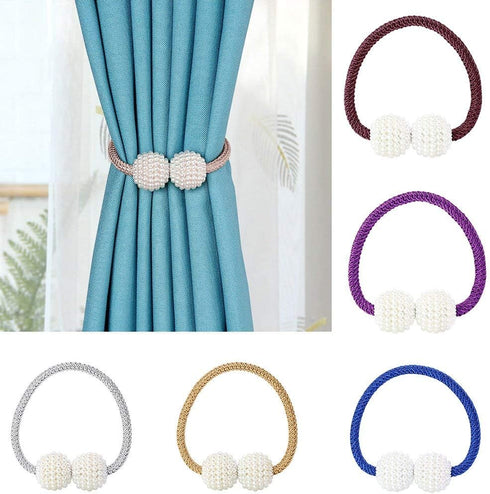 1X Pearl Magnetic Curtain Clip Curtain Holders Buckle Clips Hanging Ball Buckle Tie Back Curtain Accessories Home Decor (Purple)...