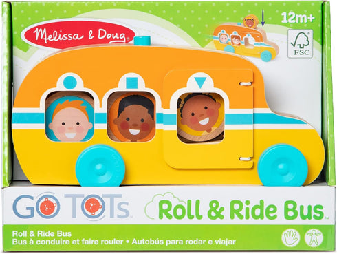 Melissa & Doug GO Tots Wooden Roll & Ride Bus with 3 Disks - FSC Certified...
