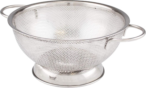 Tovolo Stainless Steel Colander With Looped Handles & Rimmed Footer, Rust-Resistant Pasta Strainer & Veggie Wash, Food Prep Strainer Basket, 2 Qua...