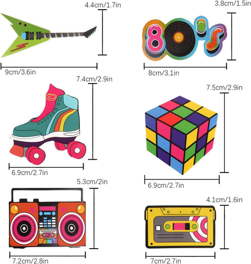 48pcs 80's Cupcake Toppers 80's Retro Cupcake Toppers - Totally 1980s Party DIY Dessert Cupcake Toppers Supplies - 80's Decade Throwback Party Fav...