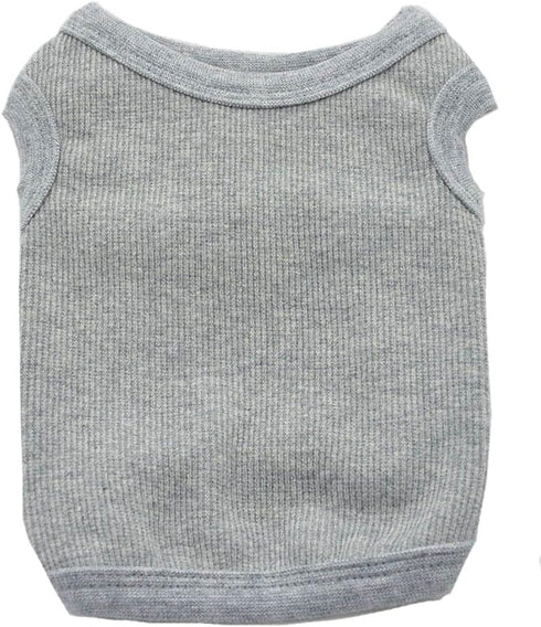 Lovelonglong 2019 Summer Pet Clothing, Dog Clothes Blank T-Shirts Ribbed Tanks Top Thread Vests for Pit Bull Medium Dogs 100% Cotton Gray L-S...