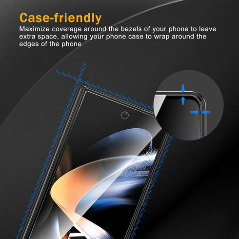 3 Pack Privacy Screen Protector for Samsung Galaxy Z Fold 4 With 3 Pack Camera Lens Protector, Anti Spy Tempered Glass 9H Hardness, Black Protecto...