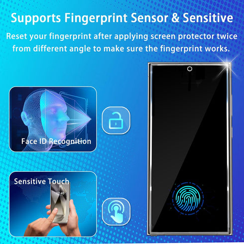 3 Pack Galaxy S24 Ultra Screen Protector, 2 Pack Camera Lens Protector with Easy Installation Tray, Supports Fingerprint Sensor, HD Retina Clarity...