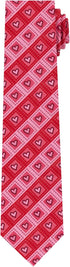 Jacob Alexander Men's Happy Valentine's Day Diagonal Striped Hearts in Squares Pattern Regular Length Neck Tie...