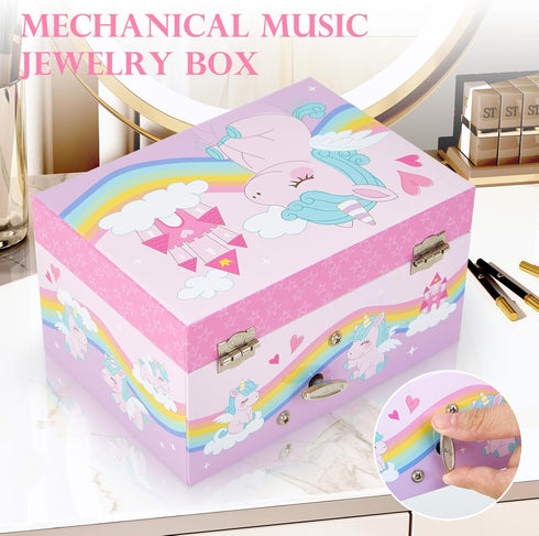 Unicorn Musical Jewelry Box for Girls, Kids Music Box with Spinning Unicorn, Gifts for Girls Toys Jewel Storage Box...