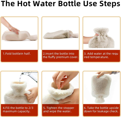 Hot Water Bottle Rubber with Soft Cover (2 Liter) Hot Water Bag for Cramps, Pain Relief, Removable Hot Cold Pack Hot Water Bed Warmer...