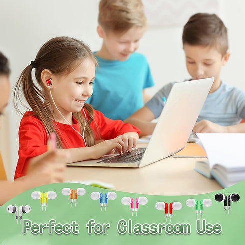 Kids Earbuds Bulk 30 Pack for Classroom School Library, Ladont Classroom Headphones for Kids Children Boys Girls Toddler Adult(8 Mixed Colors)......