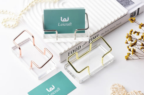 Business Card Holder for Desk, Modern Card Organizers and Office Desk Accessories for Men and Women (Golden)...