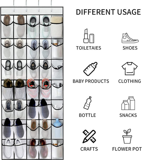 35 Pocket Over The Door Shoe Organizer, Door Hanging Storage Shoe Holder Rack for Large Capacity Shoe Organizer for Men and Women Kids Closet Bedr...
