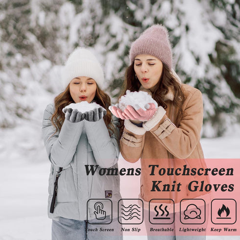 4 Pairs Women's Touchscreen Winter Gloves - Fashion Knit Mittens with Thick Cuffs for Cold Weather...